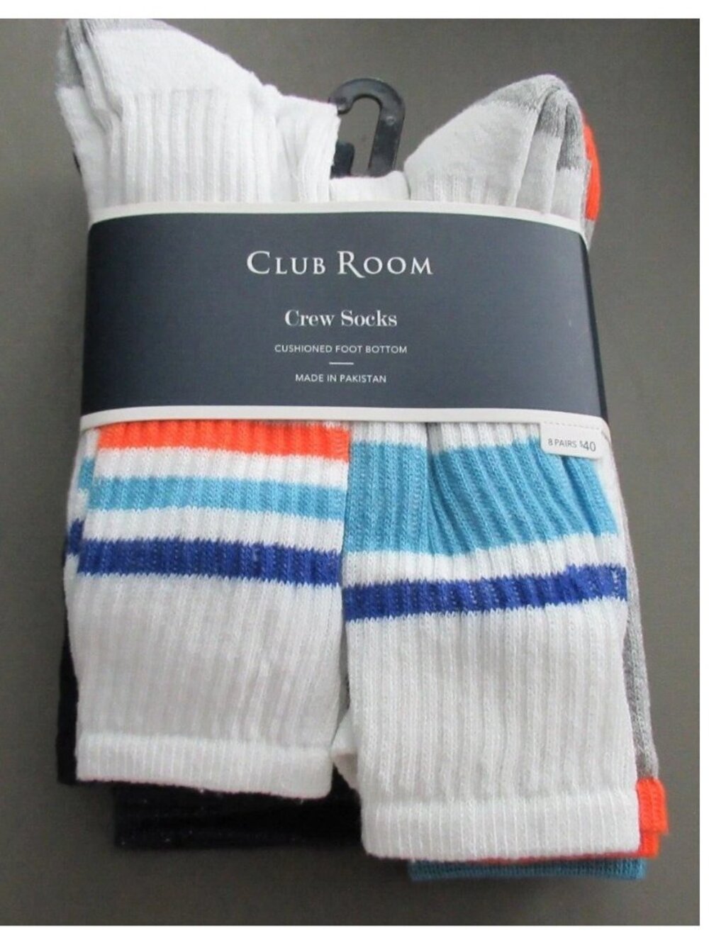 Club Room Men's 8-Pair Crew Socks, Blue Variety Pack, One Size / Shoe Size 7-12